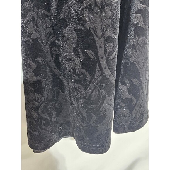 Killstar Chill Daze Yoga Pants Medium Black Velvet Patterned Flare Goth Rare - Picture 5 of 13